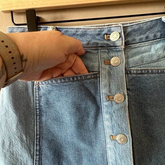 Women's 27 Madewell X ISKO Patchwork Jean Skirt Raw Edge 70's Style - Picture 4 of 8